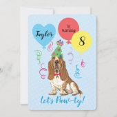 バースデーパーティー風船バセットハウンド 招待状 (正面)