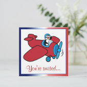 バースデーパーティー飛行機ペンギンパイロット 招待状 (スタンド正面)