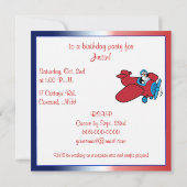 バースデーパーティー飛行機ペンギンパイロット 招待状 (裏面)