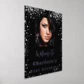 バースデーパーティー黒いシルバーグリッター写真ようこそ 箔ポスター (レイダウン)