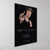 バースデーパーティー黒いシルバーグリッター写真 箔ポスター (レイダウン)