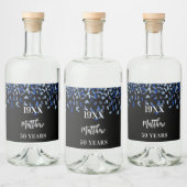 バースデーパーティー黒海軍ブルー紙吹雪名years リキュールボトルラベル (ボトル)