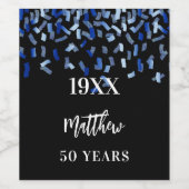 バースデーパーティー黒海軍ブルー紙吹雪名years ワインラベル (シングルラベル)