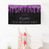 バースデーパーティー黒紫のグリッターグラマラス 横断幕 (インサイチュ)