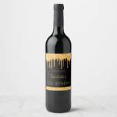 バースデーパーティー黒金ゴールドグリッター50年 ワインラベル (正面)