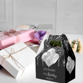 バースデーパーティー黒銀グリッターが風船を乾燥 フェイバーボックス