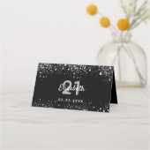 バースデーパーティー黒銀グリッターキラキラ プレイスカード (裏面)