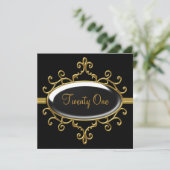 バースデーパーティー21 21stブラックワイルド金ゴールドシルバー 招待状 (スタンド正面)