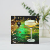 バースデーパーティー21stお祝いシャンパングリーン 招待状 (スタンド正面)