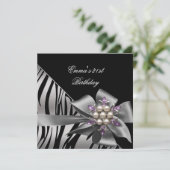 バースデーパーティー21stゼブラブラックシルバーボウ 招待状 (スタンド正面)