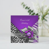 バースデーパーティー30thゼブラパープルブラックヒョウ 招待状 (スタンド正面)