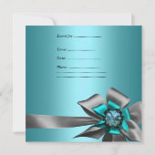 バースデーパーティー30thゼブラヒョウティール(緑がかった色)ブルーブラック 招待状 (裏面)