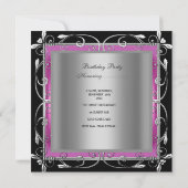 バースデーパーティー30thブラックピンクシルバーグレイ 招待状 (裏面)