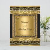 バースデーパーティー30thメタリック金ゴールドブラックダイヤモンド 招待状 (スタンド正面)