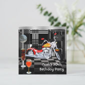 バースデーパーティー30thメンズバイクドリンク白黒 招待状 (スタンド正面)