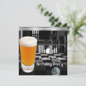 バースデーパーティー30thメンズビール白黒シルバー 招待状 (スタンド正面)