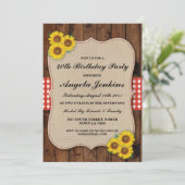 バースデーパーティー40thひまわりウッドバーラップ招待状 招待状 (スタンド正面)