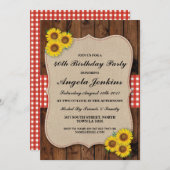 バースデーパーティー40thひまわりウッドバーラップ招待状 招待状 (正面/裏面)
