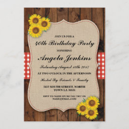 バースデーパーティー40thひまわりウッドバーラップ招待状 招待状