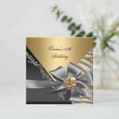 バースデーパーティー40thゼブラ金ゴールドブラックシルバーグレー2 招待状 (スタンド正面)