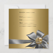 バースデーパーティー40thゼブラ金ゴールドブラックシルバーグレー2 招待状 (裏面)