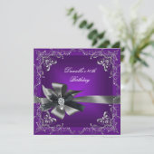 バースデーパーティー40thパープルシルバーブラックグレー 招待状 (スタンド正面)