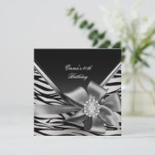 バースデーパーティー40thブラックシルバーゼブラダイヤモンド 招待状 (スタンド正面)