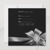 バースデーパーティー40thブラックシルバーゼブラダイヤモンド 招待状 (裏面)