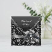 バースデーパーティー40th白黒シルバーダマスク 招待状 (スタンド正面)