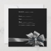 バースデーパーティー40th白黒シルバーダマスク 招待状 (裏面)