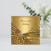 バースデーパーティー50thゼブラヒョウ金ゴールドブラックボウ 招待状 (スタンド正面)