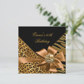 バースデーパーティー50thゼブラヒョウ金ゴールドブラック 招待状 (スタンド正面)