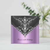 バースデーパーティー50thパープルパールブラックシルバー 招待状 (スタンド正面)