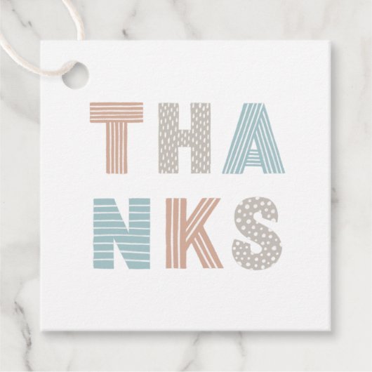 バースデーパーティー かわいい ありがとう。楽しい & カラフルな ギフト フェイバータグ (正面)