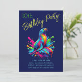 バースデーパーティー - カラフルなアシカのスプラッシュ 招待状 (スタンド正面)