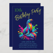 バースデーパーティー - カラフルなアシカのスプラッシュ 招待状 (正面/裏面)