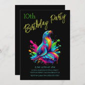 バースデーパーティー - カラフルなアシカのスプラッシュ 招待状 (正面/裏面)