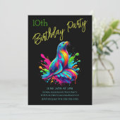 バースデーパーティー－カラフルなアシカの飛沫 招待状 (スタンド正面)