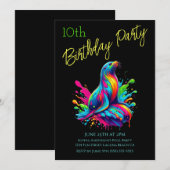 バースデーパーティー－カラフルなアシカの飛沫 招待状 (正面/裏面)