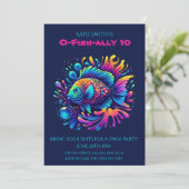 バースデーパーティー - カラフルな魚  招待状 (スタンド正面)