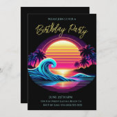 バースデーパーティー – サンセットサーフグロー 招待状 (正面/裏面)