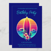 バースデーパーティー – サンセットサーフボードパラダイス –  招待状 (正面/裏面)