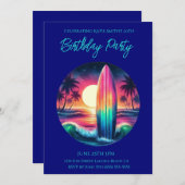 バースデーパーティー – サーフボードエスケープ –  招待状 (正面/裏面)