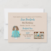 バースデーパーティー、ドールハウス、ドールベビー 招待状 (裏面)