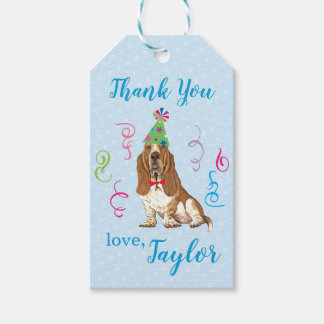バースデーパーティー·バセット·ハウンド ギフトタグ