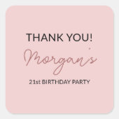 バースデーパーティー ブラッシュピンク かわいい サンクス スクエアシール (正面)