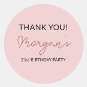 バースデーパーティー ブラッシュピンク かわいい サンクス ラウンドシール (正面)