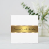 バースデーパーティー ホワイト ゴールド 30歳 40歳 50歳 招待状 (スタンド正面)