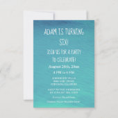 バースデーパーティー ホワイト ブルー 水 カスタム 年齢 2024 招待状 (正面)