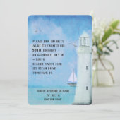 バースデーパーティー – 帆船と海灯台 招待状 (スタンド正面)